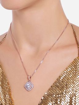 Zaveri Pearls - Rose Gold Contemporary CZ Embellished Necklace- ZPFK16617