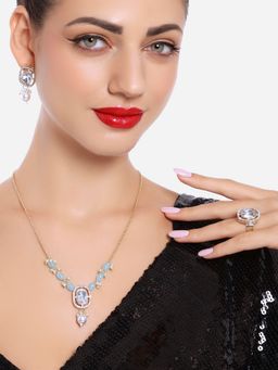 Zaveri Pearls - Blue AD and Stones Necklace Set -ZPFK16729