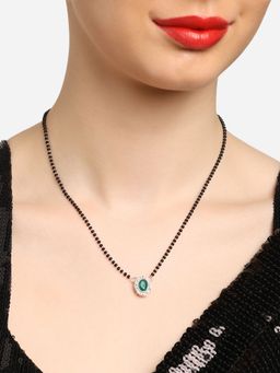 Zaveri Pearls - Green Austrian Diamonds and Beads Embellished Mangalsutra -ZPFK16909