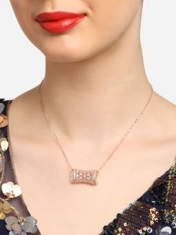 Zaveri Pearls - Rose Gold Cubic Zirconia Embellished Necklace- ZPFK16913