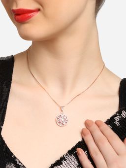 Zaveri Pearls - Rose Gold Cubic Zirconia Embellished Necklace- ZPFK16915