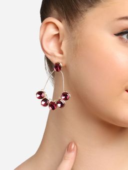 Zaveri Pearls - Pink Artificial Stones Dangle Embellished Dangle Earrings-ZPFK16916