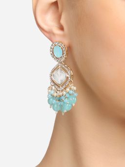 Zaveri Pearls - Turquoise Austrian Diamonds and Stones Dangle Earrings- ZPFK16918