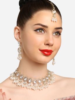 Zaveri Pearls - Gold Tone Austrian Diamonds Jewellery Set-ZPFK16934