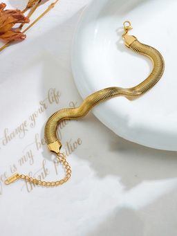 Designs & You - Gold Plated Anti Tarnish Stainless Steel Flat Snake Chain Bracelet