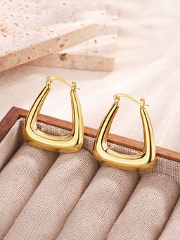 Designs & You - Gold Plated Anti Tarnish Chunky Geometric Hoop Earrings