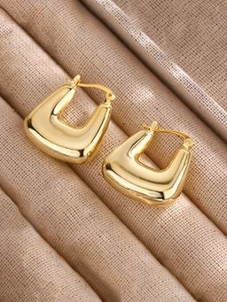 Designs & You - Gold Plated Anti Tarnish Chunky Geometric Statement Hoop Earrings