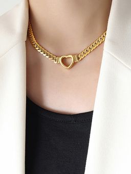 Designs & You - Gold Plated Stainless Steel Anti Tarnish Heart Themed Necklace