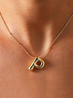 Designs & You - Gold Plated Anti Tarnish Stainless Steel Alphabetical P Pendant Necklace