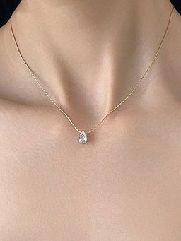 Designs & You - Gold Plated Stainless Steel Anti Tarnish Tear Drop Cz Pendant Necklace