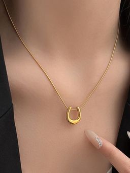 Designs & You - Gold-Plated Stainless Steel Anti Tarnish U Shaped Pendant Necklace
