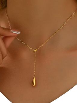 Designs & You - Gold Plated Stainless Steel Anti Tarnish Teardrop Pendant Necklace