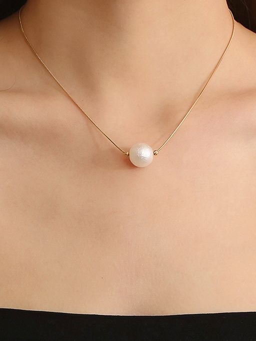 Designs & You Gold Plated Stainless Steel Anti Tarnish Pearl Pendant Necklace