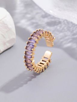 Designs & You - Gold Plated Stainless Steel Anti Tarnish Purple Adjustable Ring