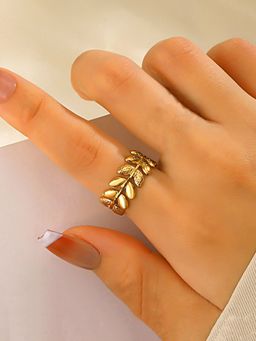 Designs & You - Gold Plated Anti Tarnish Stainless Steel Stylish Adjustable Ring