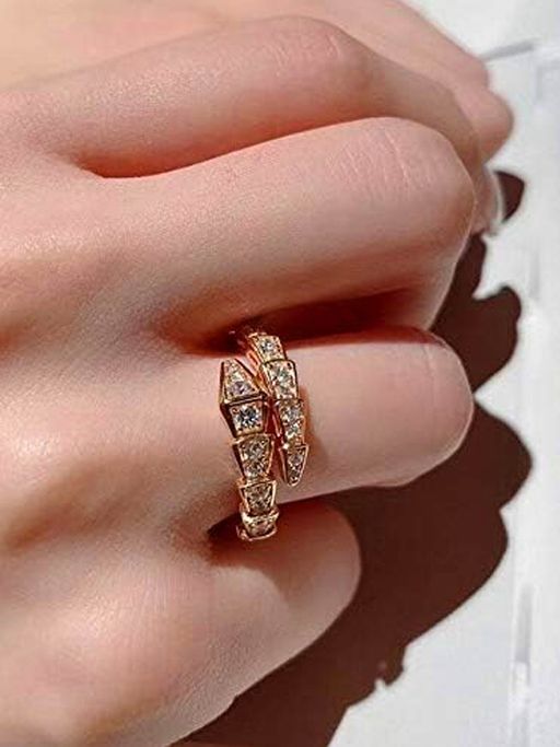 Designs & You Gold Plated Anti Tarnish Stainless Steel Snake Themed Adjustable Ring