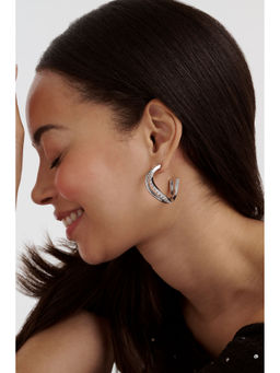 Ted Baker - Jewelled Wave Silver Plated Big Hoop Earrings