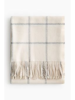 H&M - White Fringed Blanket