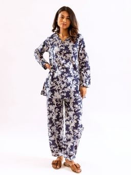 FEATHERS CLOSET - Indigo Floral Print Cotton Co-Ord (Set of 2)