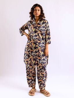 FEATHERS CLOSET - Blue Safari Printed Cotton Co-Ord (Set of 2)