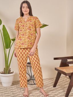 July Nightwear - Cotton Multi Short Kurti & Pyjama-Wpc809 (Set of 2)