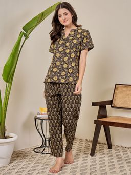 July Nightwear - Cotton Black Short Kurti & Pyjama-Wpc822 (Set of 2)