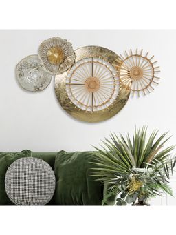 HomeTown - Apollo Iron and Wood Cartwheel Wall Art 74x44 cm in Gold