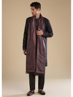 KALKI FASHION - Black Silk Embroidered Mens Kurta Set with Dupatta