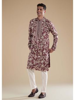 KALKI FASHION - Purple Silk Kurta Set with Thread Resham Detailing