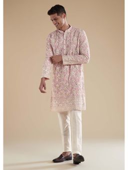 KALKI FASHION - Powder Pink Kurta Set with Thread Resham and Sequins Detail