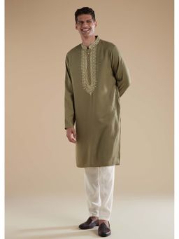 KALKI FASHION - Emerald Green Embroidered Kurta Set with Resham Thread Work