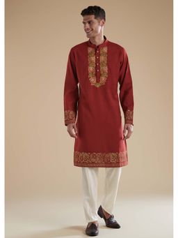 KALKI FASHION - Red Kurta Set with Resham Thread Work