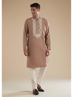 KALKI FASHION - Brown Kurta Set with Thread Detail Work