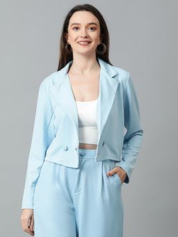 KOTTY - Women's Solid Single Breasted Casual Blazer Blue