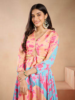 Gajra Gang - Rangeen Gypsy Peach Shibori Printed Crop Top GGTOP13