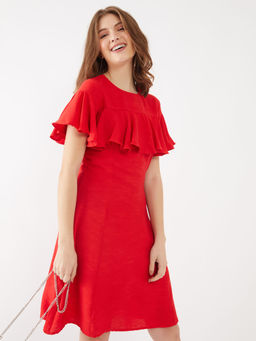 Zink London - Womens Red Solid Dress