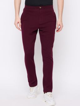 Club York - Wine Solid Casual Trouser