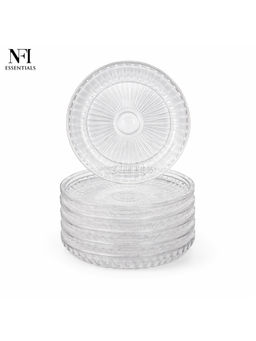 NFI Essentials - Transparent Dessert Serving Round Plates (Pack Of 6)