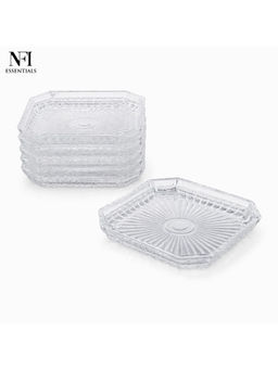 NFI Essentials - Transparent Square Dessert Serving Plates (Pack Of 6)