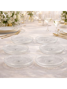 NFI Essentials - Transparent Round Dessert Serving Plates (Pack Of 6)