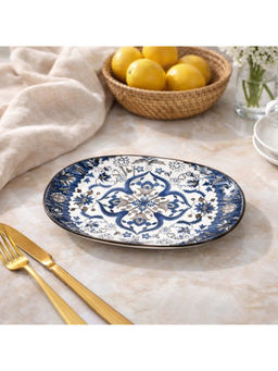 NFI Essentials - White Ceramic Printed Design Serving Platter