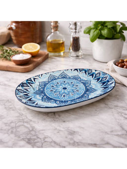 NFI Essentials - Blue Ceramic Printed Design Serving Platter