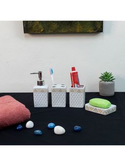 EZ Life - Seramica 4 Piece Ceramic Bathroom Set Subtle Spring Flowers Multicolor