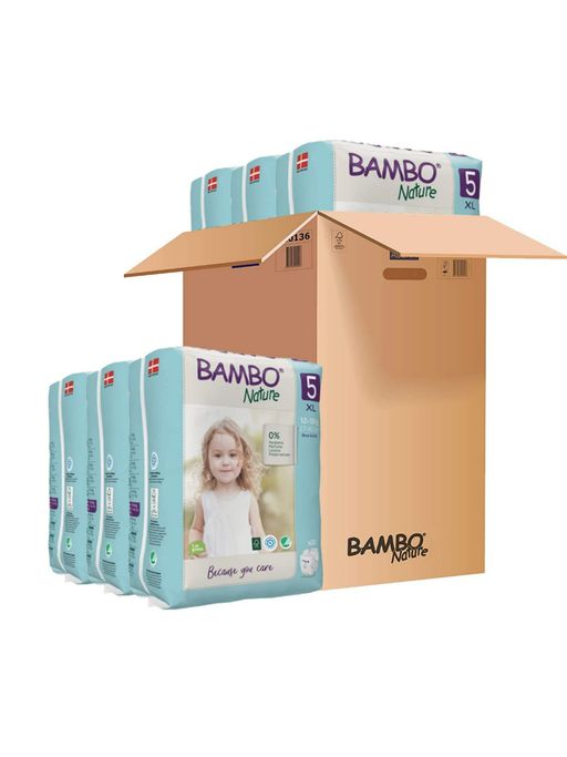 Bambo Nature Tape Diapers with Wetness Indicator XL - 132 Pieces