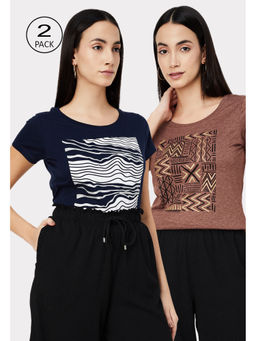 max - Multi-Color Cotton Half Sleeves Printed T-Shirts (Pack of 2)