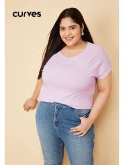 max - Purple Cotton Half Sleeves Solid/Plain T-Shirt