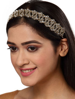 Karatcart - Ethnic Gold Plated Kudan Studded Hairband For Women