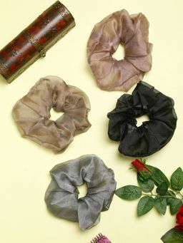 Yellow Chimes - Women Set of 4 Organza Pastel Scrunchies