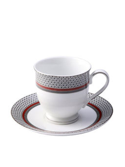 HITKARI POTTERIES - Porcelain White Cups & Saucer (Set of 6)