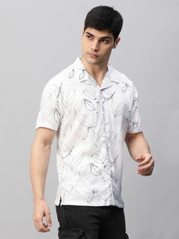 PRONK - Mens Cuban Collar Printed Casual Shirt
